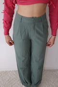 Elegante pantalon met rechte pijpen en strepen groen