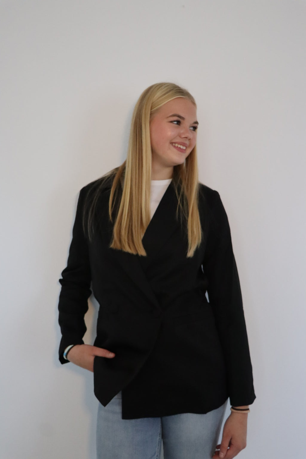 Blazer met dubbele knoopsluiting en getailleerde pasvorm