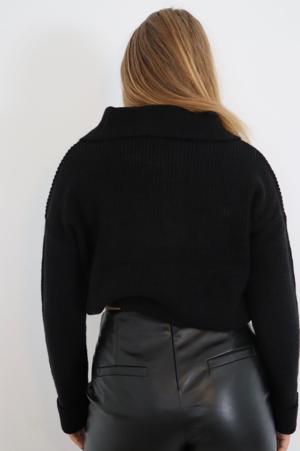 Wollen zip sweater zwart