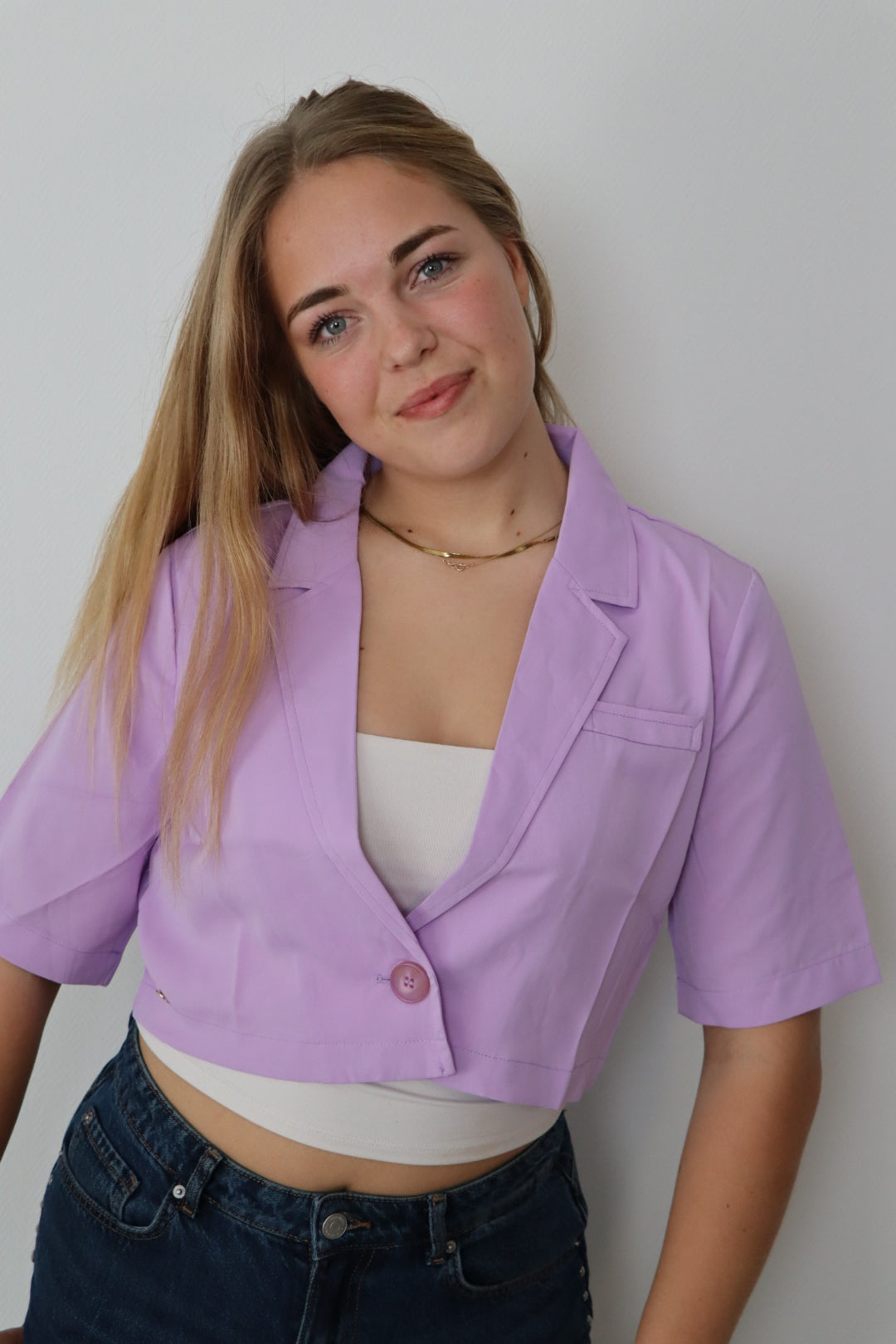 Cropped blazer met stijlvolle uitstraling Paars