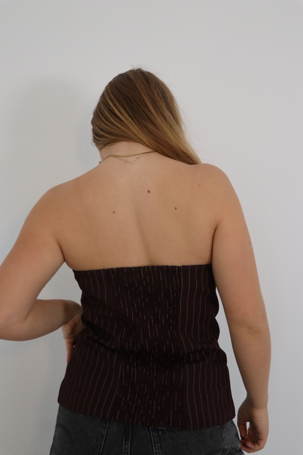 Mouwloze top met krijtstreep en elegante uitstraling Burgundy