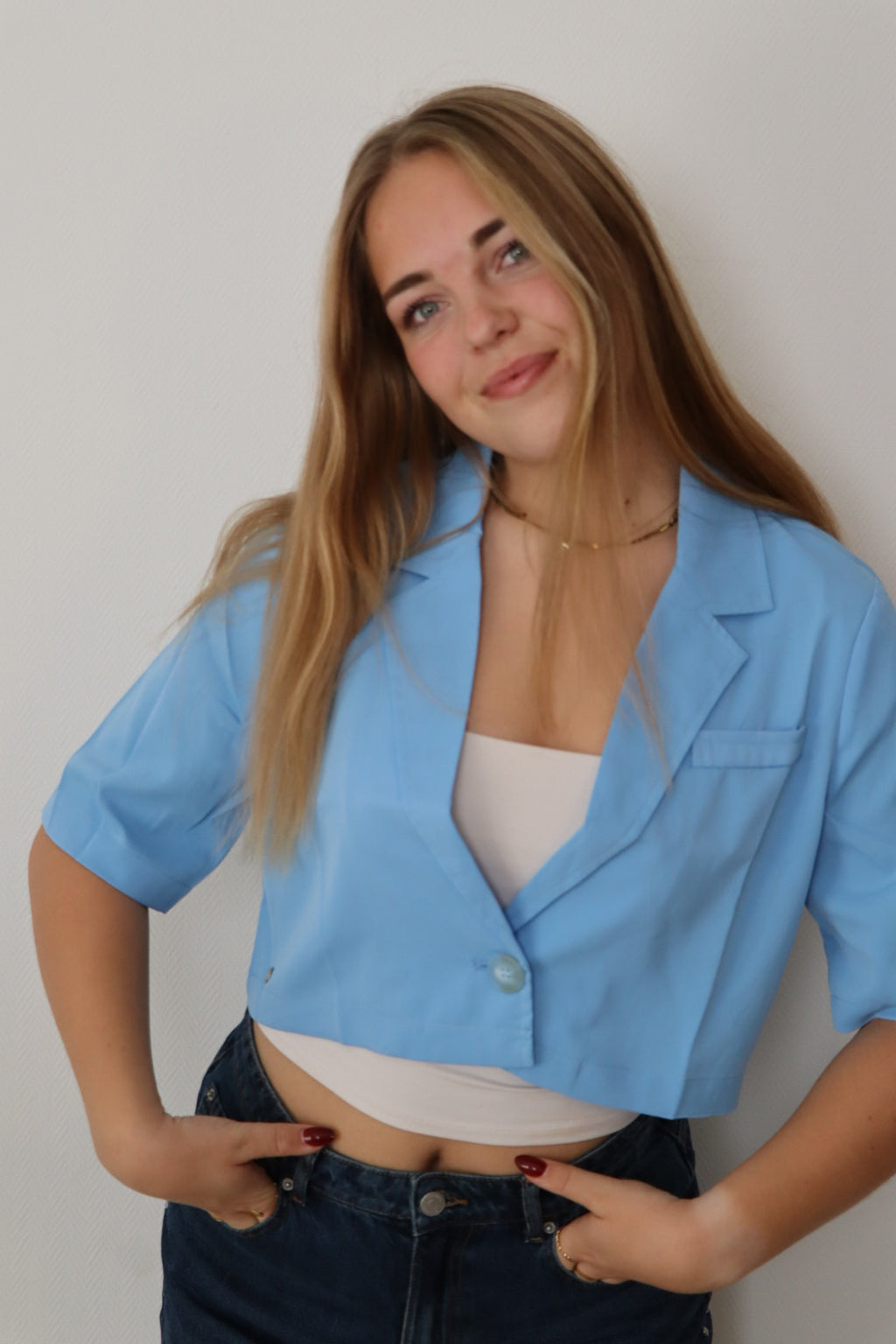 Cropped blazer met stijlvolle uitstraling Blauw