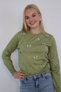 Gebreide trui met strikdetail groen
