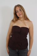Mouwloze top met krijtstreep en elegante uitstraling Burgundy