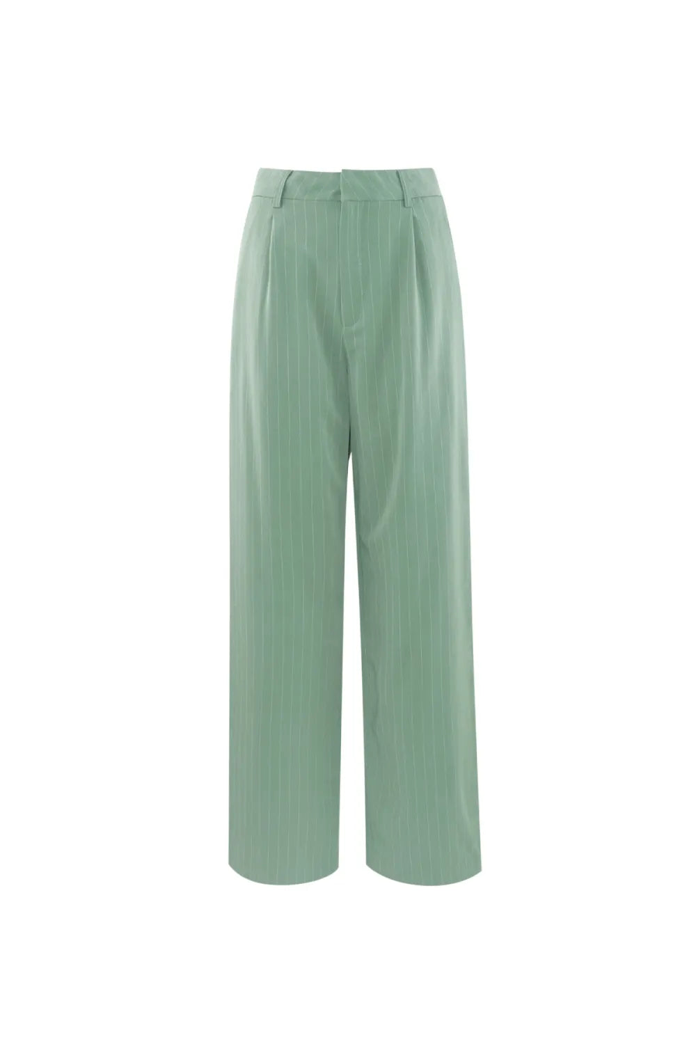 Elegante pantalon met rechte pijpen en strepen groen