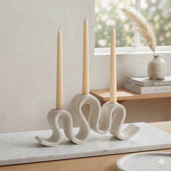 Kandelaar Wave – 29x6x14cm – creme