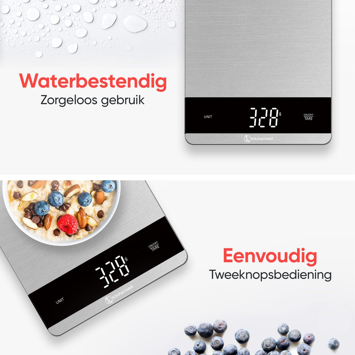 Kitchenwell – Keukenweegschaal max. 10 kg, 5 g