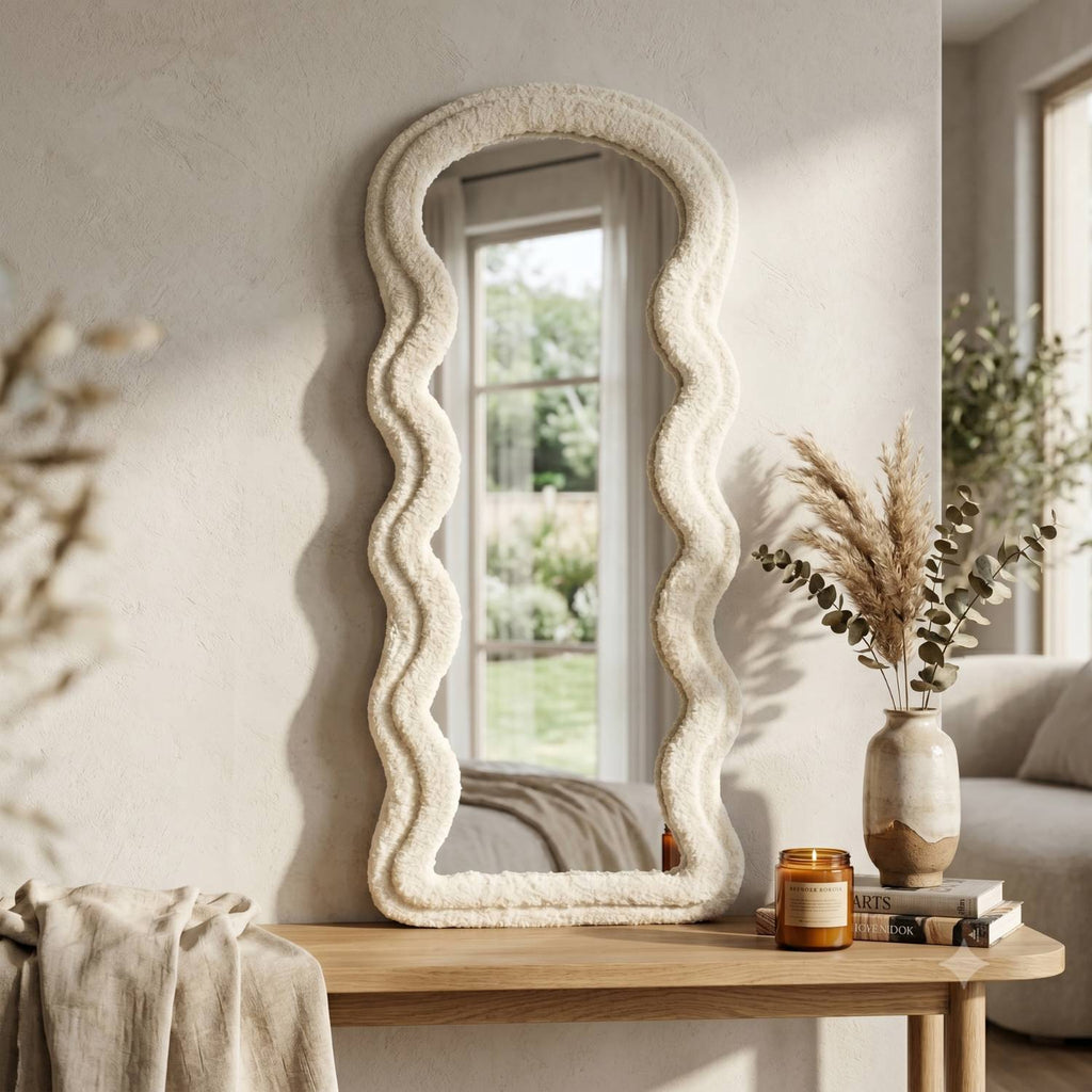 Spiegel wave – 26,5 x 60cm – teddy/velvet
